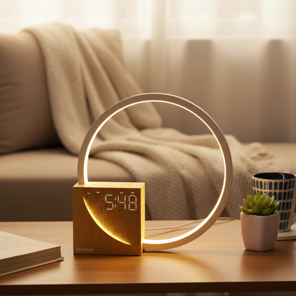 Lamp with clock modern desk lighting decor