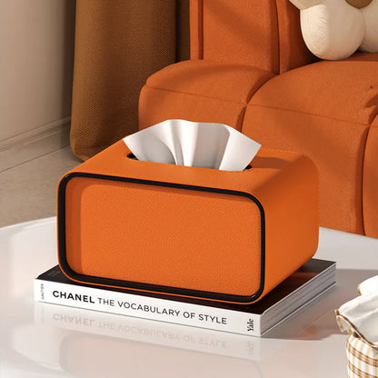 Leather tissue box faux leather decorative cover