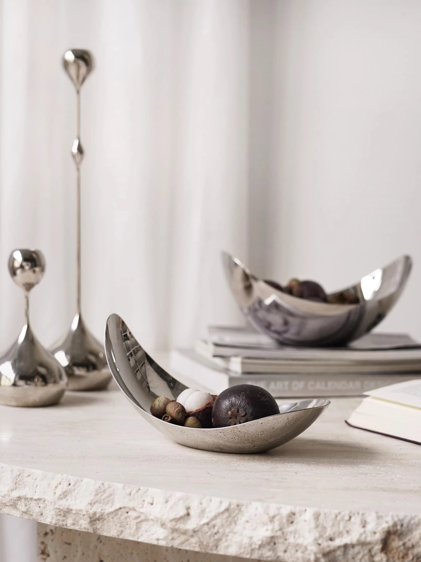 Stainless steel petal bowl contemporary home decor