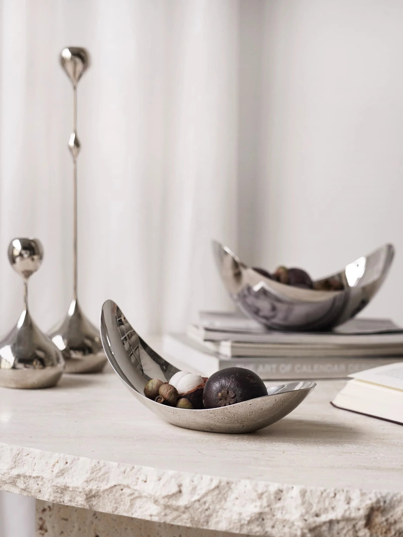 Stainless steel petal bowl contemporary home decor