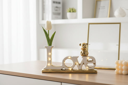 Love word decor in living room interior