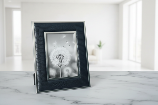 Black leather picture frame with modern design