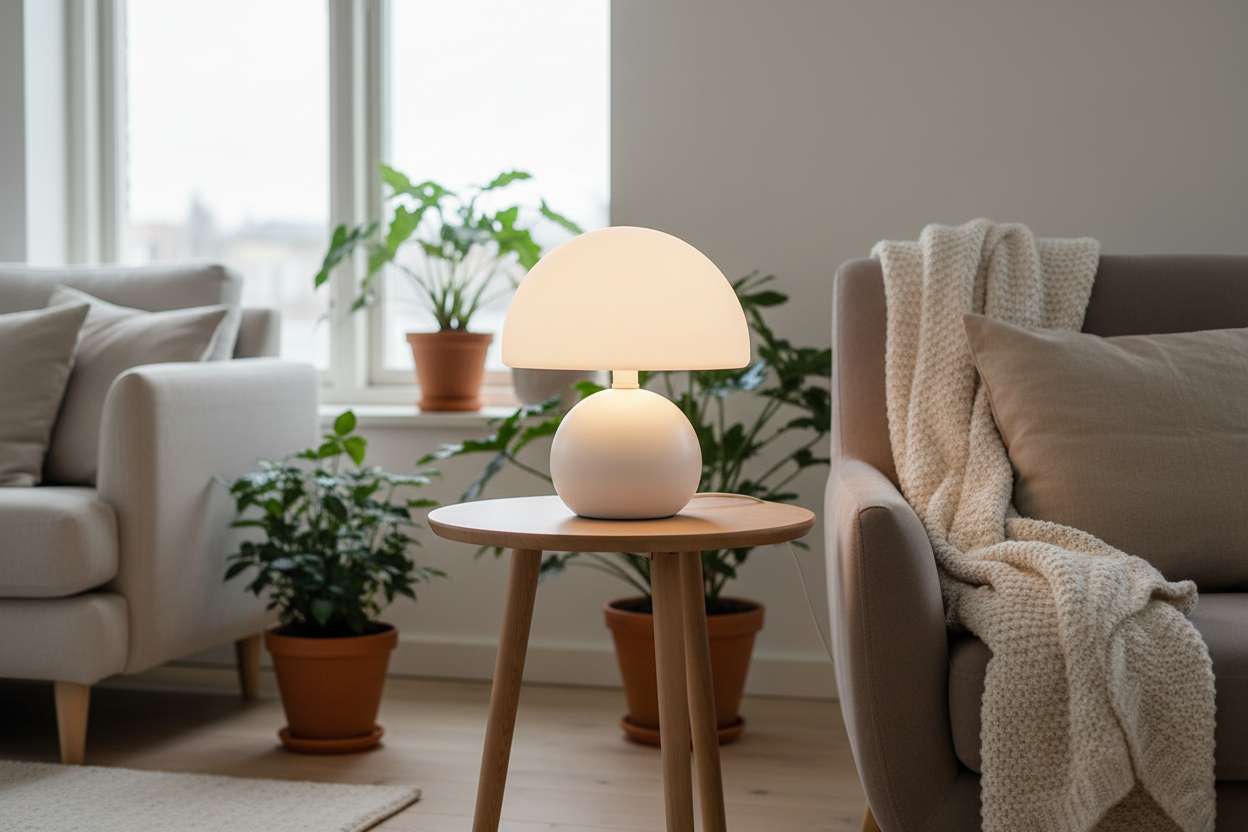 Elegant cream table lamp soft warm lighting decor