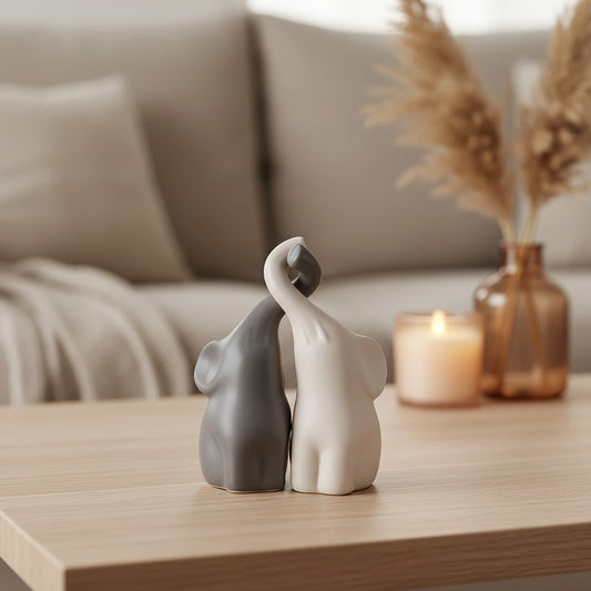 Close-up of couple elephant decor detail