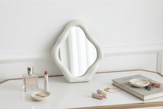 Contemporary framed mirror with a white frame