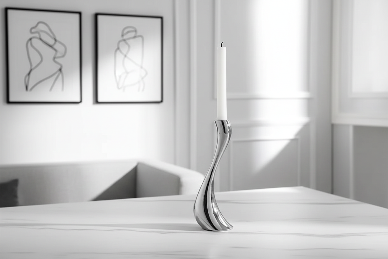 Elegant curved candle holder minimalist interior styling