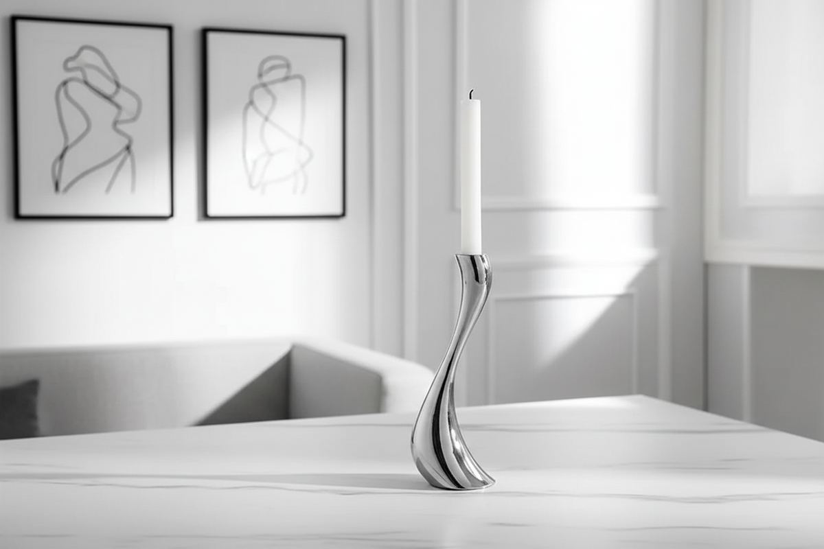 Elegant curved candle holder minimalist interior styling
