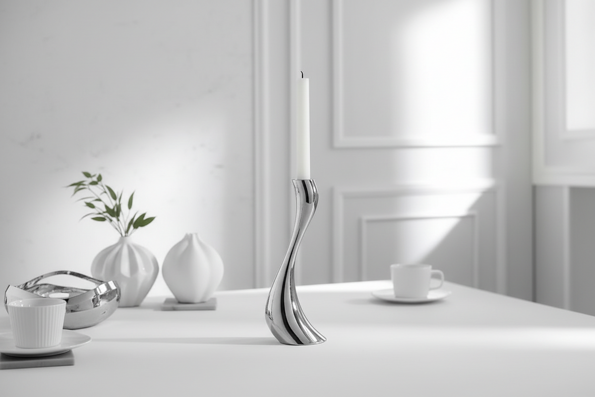 Sculptural swan candlestick home decor accent