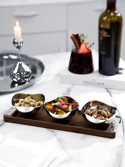 Decorative stainless steel bowl set table presentation