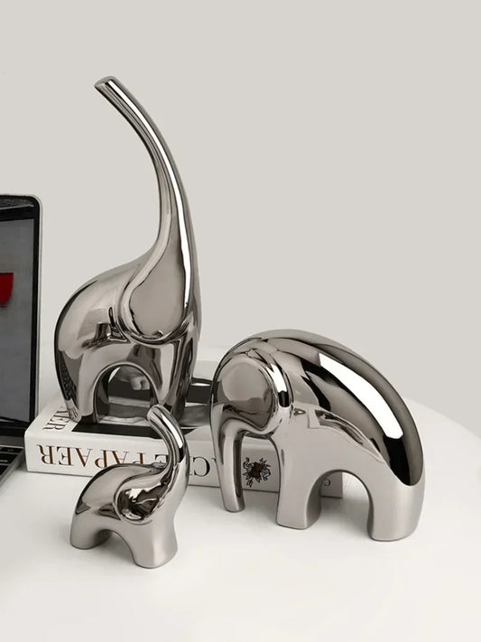 Silver Elephant Family Decor