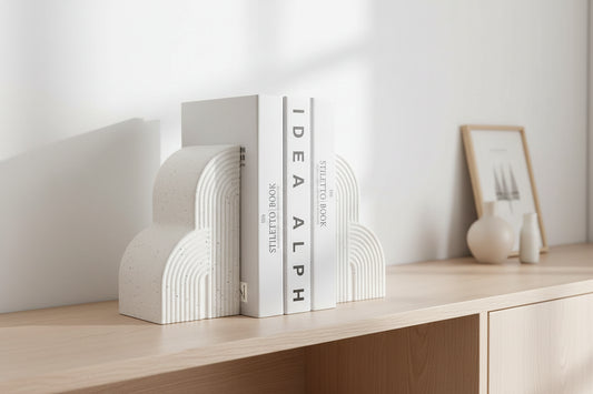 Minimalist ceramic bookend with smooth matte finish