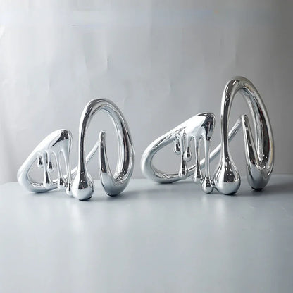 Silver abstract water drop decor tabletop art piece minimalist design