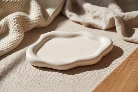 Close up of ceramic jewelry tray glossy finish detail