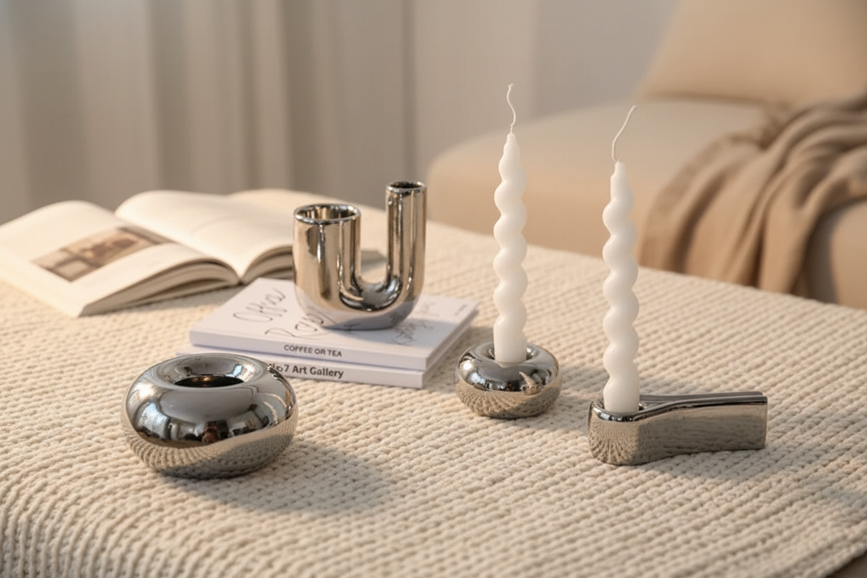 Modern geometric candle holder contemporary home decor