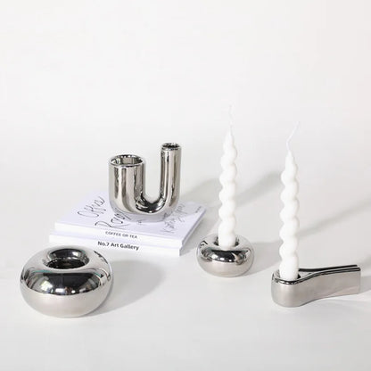 Different Silver Geometric Candlesticks