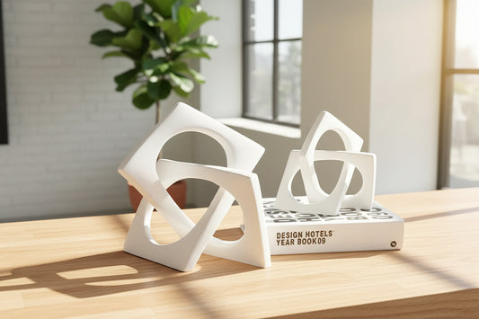 Minimalist geometric decor object white home styling