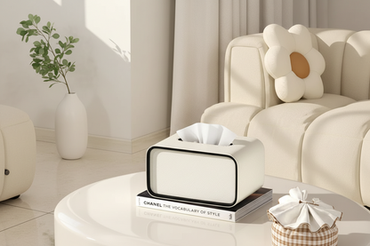 Elegant faux leather tissue box for modern decor